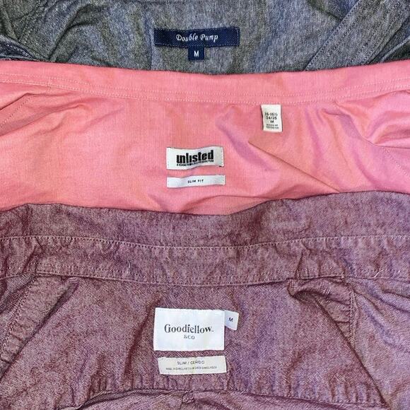 3 Dress Shirts Goodfellow UNLISTED Double Pump Size SIZE M 1 Slimfit Long Sleeve - Picture 8 of 10